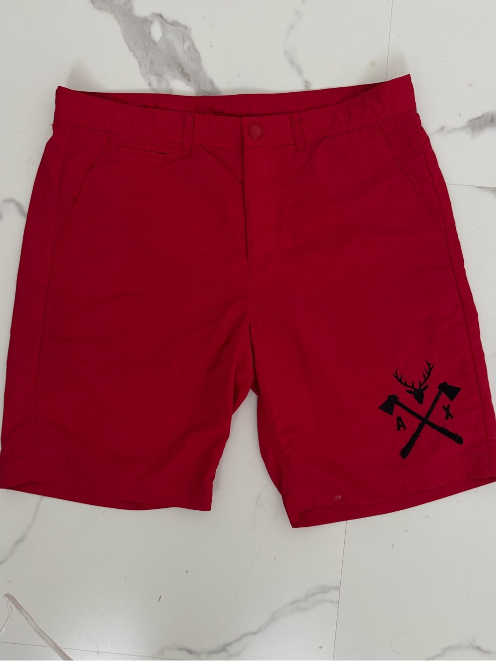Armani Exchange A|X Red Nylon Swim Trunks Shorts Medium M Deer Logo